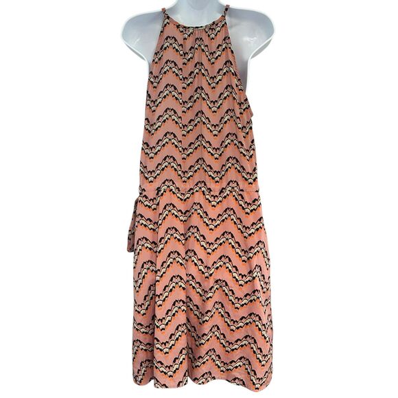 Collective Concepts Dusty Pink Chevron Tie-Waist Halter Dress Size L - Picture 6 of 9